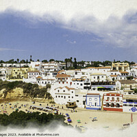 Buy canvas prints of Basking Carvoeiro Beach Algarve by RJW Images