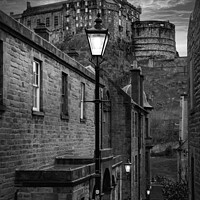 Buy canvas prints of Edinburgh Vennel view of the castle by RJW Images