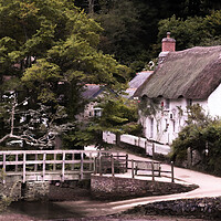 Buy canvas prints of Helford Thatched Cottage by Kate Lake