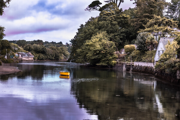 Yellow Boat @ Helford Picture Board by Kate Lake