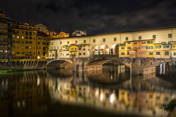 Ponte Vecchio in Florence at night Picture Board by Simo Wave