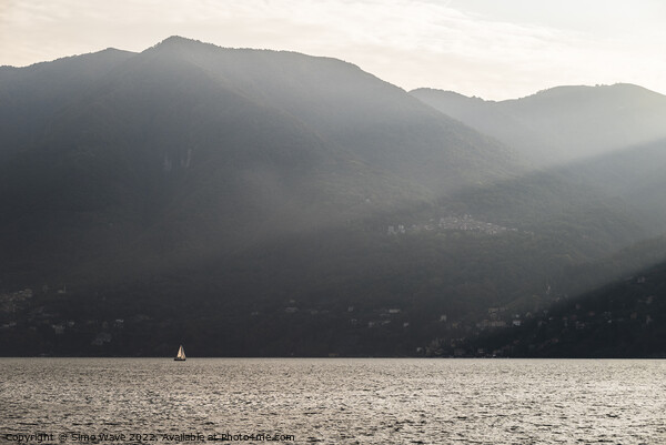 Boat in the middle of Lake Como Italy  Picture Board by Simo Wave