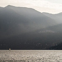 Buy canvas prints of Boat in the middle of Lake Como Italy  by Simo Wave