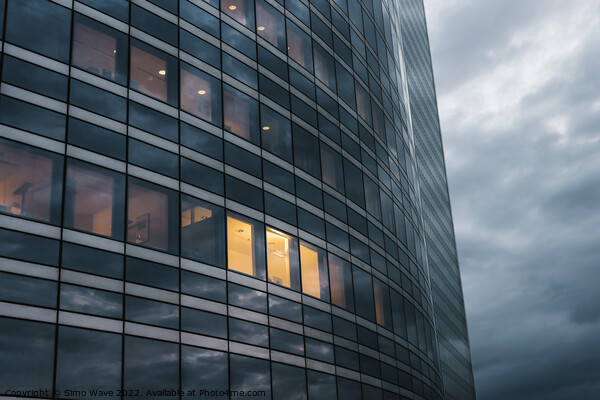 Illuminated window on the skyscraper Picture Board by Simo Wave