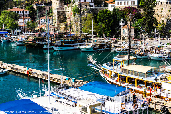 Antalya Turkey Marina Yacht Club & Old Town Picture Board by Anton Cooke