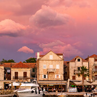 Buy canvas prints of Stormy sky above Supetar Harbour by David Aspinall