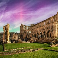 Buy canvas prints of Rievaulx Abbey Northern Lights by Tim Gamble