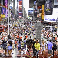 Buy canvas prints of Times Square Crowds by Steven Mitchell