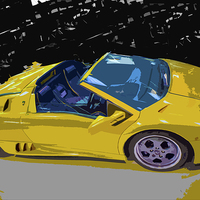 Buy canvas prints of Pop-Art Lamborghini Roadster by Chris Walker