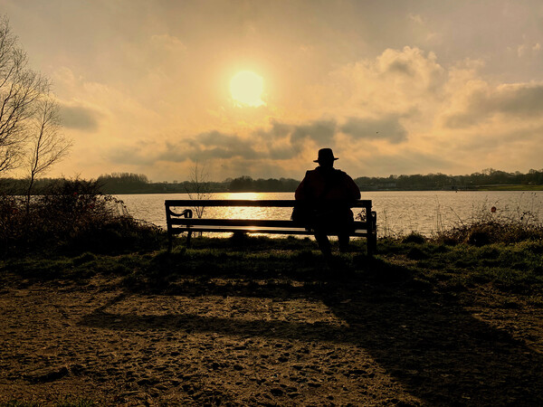 Relaxing watching the sunset at Pennington Flash Picture Board by Leonard Hall