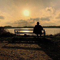 Buy canvas prints of Relaxing watching the sunset at Pennington Flash by Leonard Hall