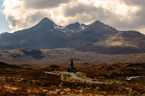 The Black Cuillin Mountain Range with Collie-Mackenzie monument in the foreground Picture Board by Dan Webster
