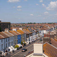 Buy canvas prints of View Over Rooftops at Eastbourne, East Sussex by Sally Wallis
