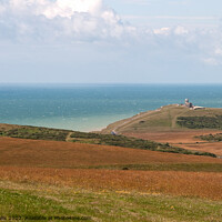 Buy canvas prints of View over South Downs towards Bel Tout Lighthouse by Sally Wallis