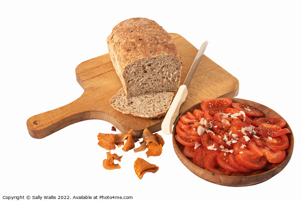 Granary bread with tomato salad Picture Board by Sally Wallis