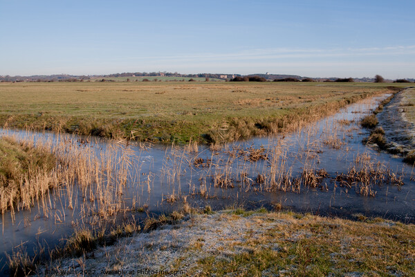 Meeting of two frozen Pevensey Marsh Dykes Picture Board by Sally Wallis