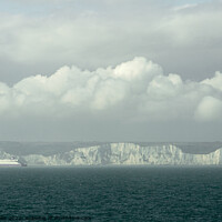 Buy canvas prints of White cliffs of Dover in mist by Sally Wallis