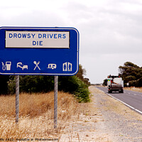 Buy canvas prints of Warning road-sign in Victoria, Australia by Sally Wallis