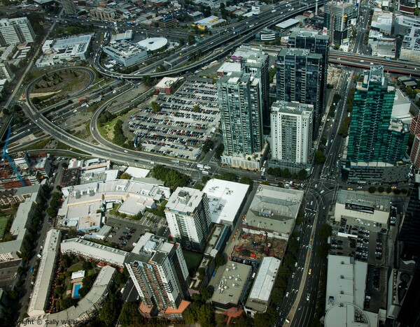 Aerial View of Melbourne City Highways  Picture Board by Sally Wallis