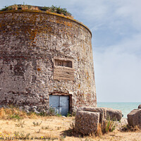Buy canvas prints of Martello Tower - Old fortification on beach near Eastbourne by Sally Wallis