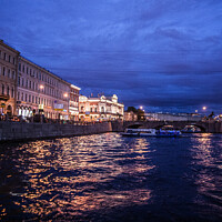 Buy canvas prints of Night time cruise on the Neva, st Petersburg by Sally Wallis