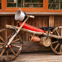 Buy canvas prints of Bicycle left outside the store by Sally Wallis