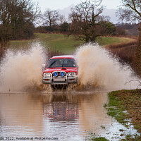 Buy canvas prints of Car travelling at speed through flood by Sally Wallis