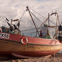 Buy canvas prints of Clinker-built fishing boat by Sally Wallis