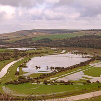 Buy canvas prints of Flooded Cuckmere valley by Sally Wallis