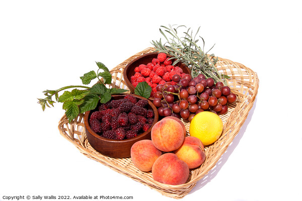 Basket with bowls of fresh fruit Picture Board by Sally Wallis