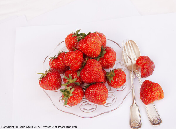 Dish of Fresh Strawberries Picture Board by Sally Wallis