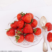 Buy canvas prints of Dish of Fresh Strawberries by Sally Wallis