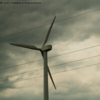 Buy canvas prints of Wind turbine against clouds by Sally Wallis