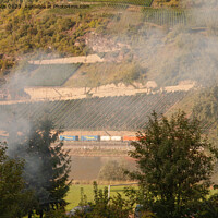 Buy canvas prints of Goods train and smoke by Sally Wallis