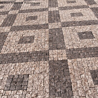 Buy canvas prints of Cobbled pavement in symmetrical patterns by Sally Wallis