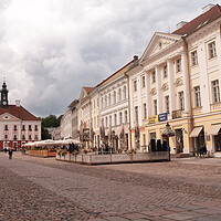 Buy canvas prints of The Main Square, Tartu by Sally Wallis