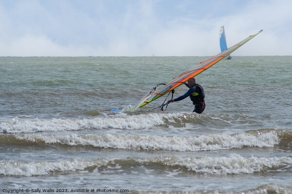 Windsurfer and sailboat. Picture Board by Sally Wallis