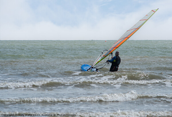 Windsurfer Setting Off Picture Board by Sally Wallis