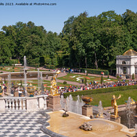 Buy canvas prints of Peterhof grounds and fountains by Sally Wallis