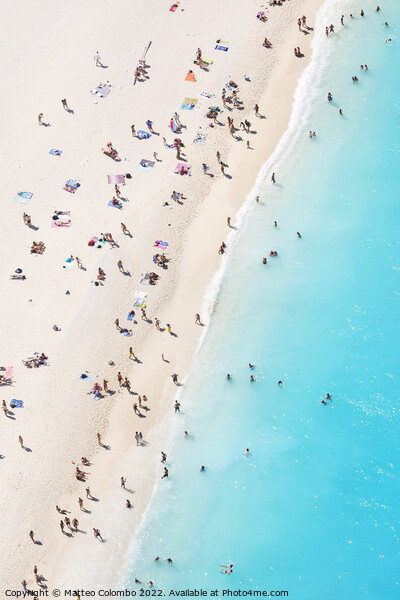 Aerial view of beach in summer with people. Zakynthos, Greek Isl Picture Board by Matteo Colombo