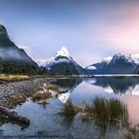Buy canvas prints of Iconic view of Milford Sound at sunrise, New Zealand by Matteo Colombo