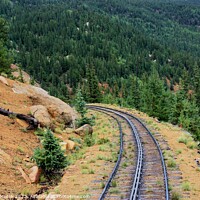 Buy canvas prints of Colorado Pikes Peak Cog Rail with Pikes Forrest  by Robert Brozek