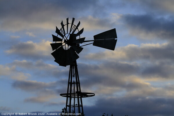 Windmill silhouette with a Sunset Picture Board by Robert Brozek