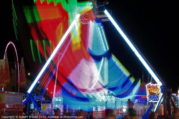Abstract fair ride at night. Picture Board by Robert Brozek