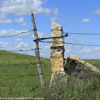 Buy canvas prints of Outdoor stone post fence with grass by Robert Brozek