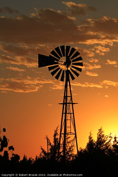  Farm Windmill at Sunset with clouds Picture Board by Robert Brozek