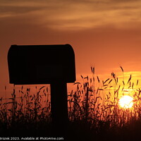 Buy canvas prints of Kansas Country Mail Box at Sunset by Robert Brozek
