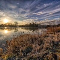 Buy canvas prints of Sunrise on a Lake at Lyng Norfolk UK by Paul Stearman