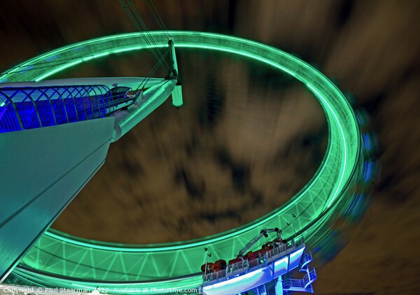 Abstract Picture of the London Eye Rotating at Night Picture Board by Paul Stearman