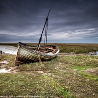 Buy canvas prints of Seascape at Thornham Norfolk UK showing Harbour and Old Fishing Boat by Paul Stearman